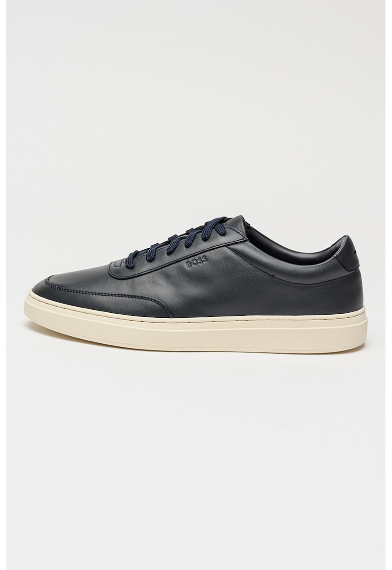 Pantofi sport Kieran de piele cu logo - Bleumarin