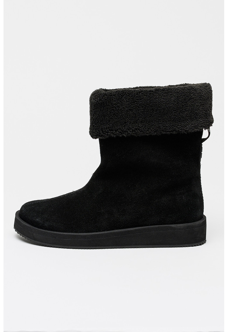 Ghete din piele intoarsa cu captuseala din material teddy Zaralyn