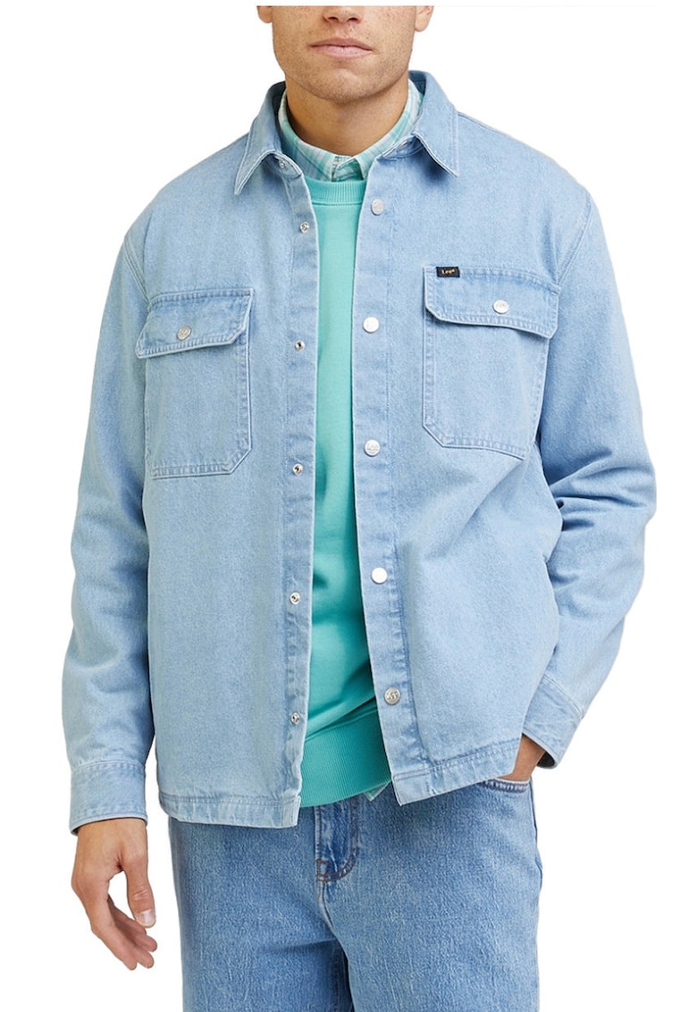 Jacheta denim - pentru barbati - albastru indigo - bumbac