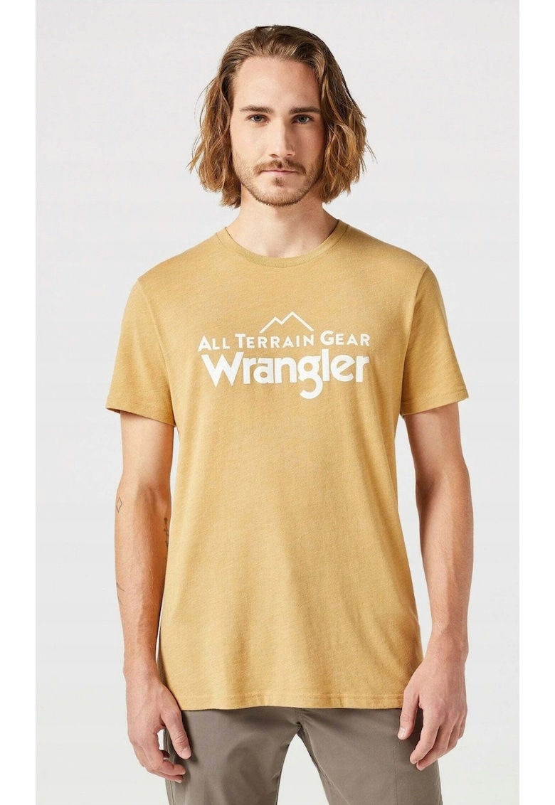 Wrangler Tricou barbati - ATG LOGO TEE - regular fit - bej - bumbac