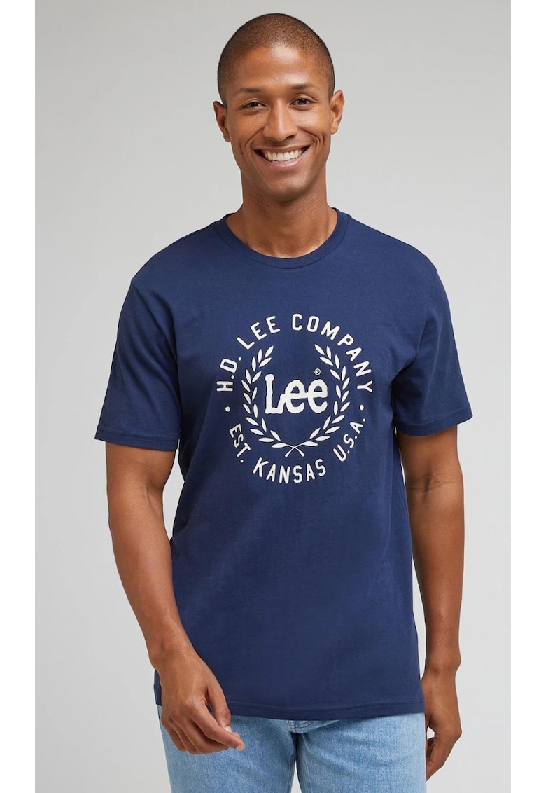 Tricou barbati - bleumarin - cu logo - bumbac -