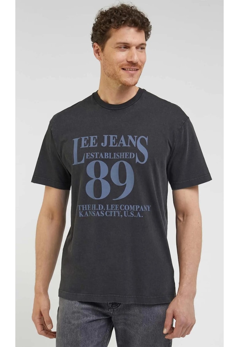 Tricou Loose - negru spalat - bumbac 100 - Negru