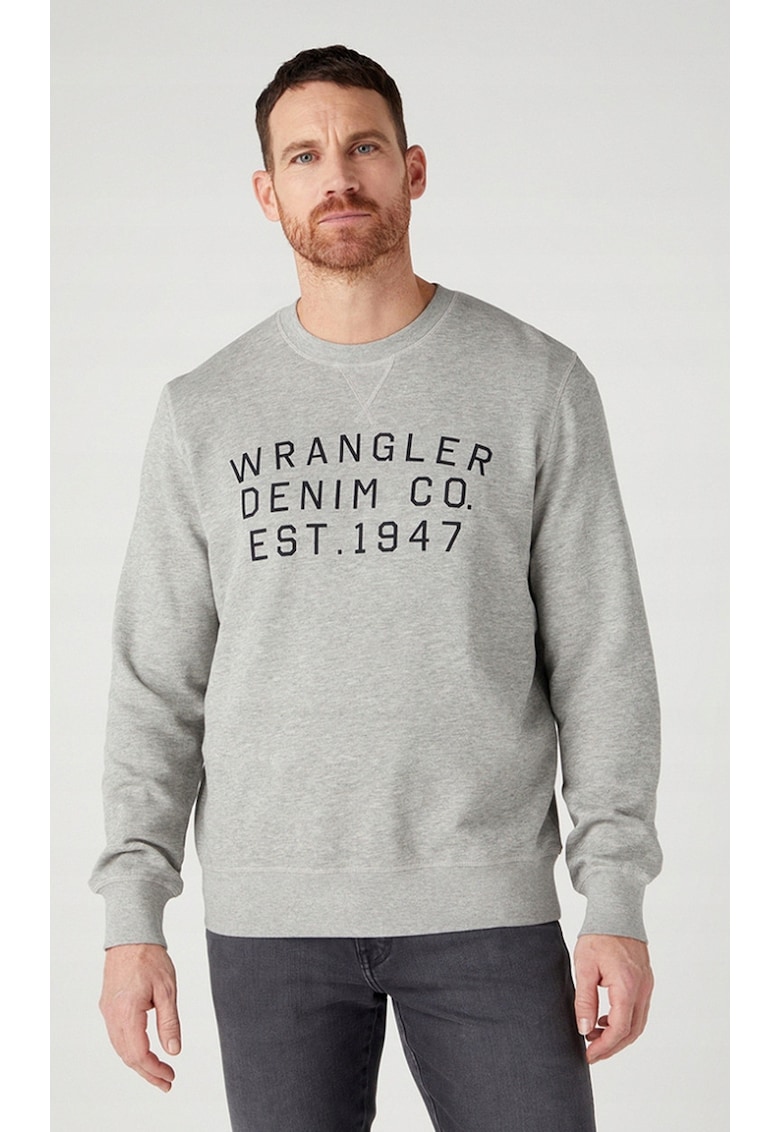 Bluza barbati Graphic Crew - gri - bumbac - croiala clasica - imprimeu grafit