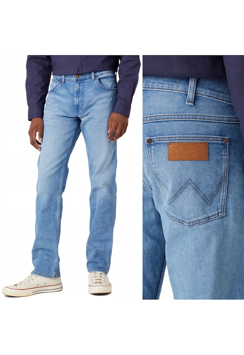 Pantaloni jeans barbati Wrangler 803 - croi drept - respirabili - albastru - W33 L30