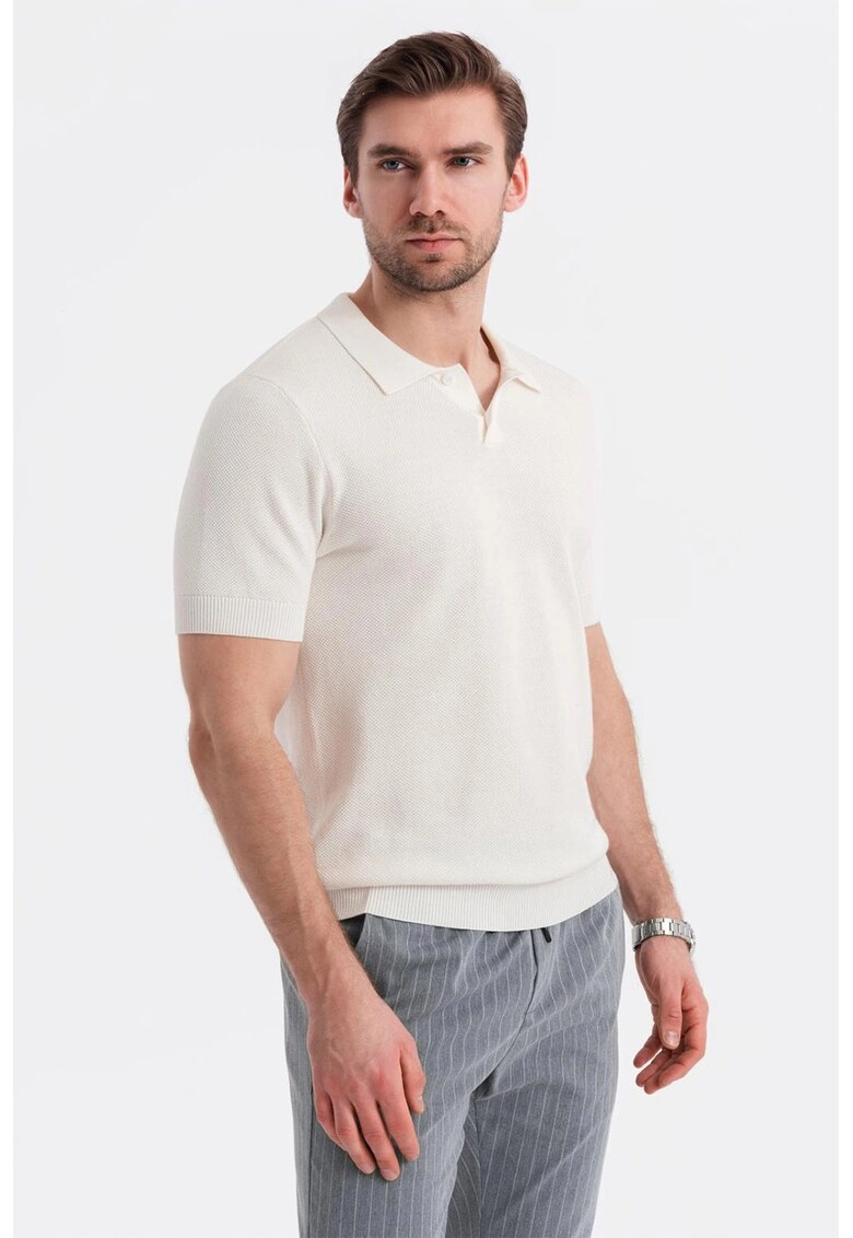 Tricou polo din bumbac pique 2 - Alb murdar