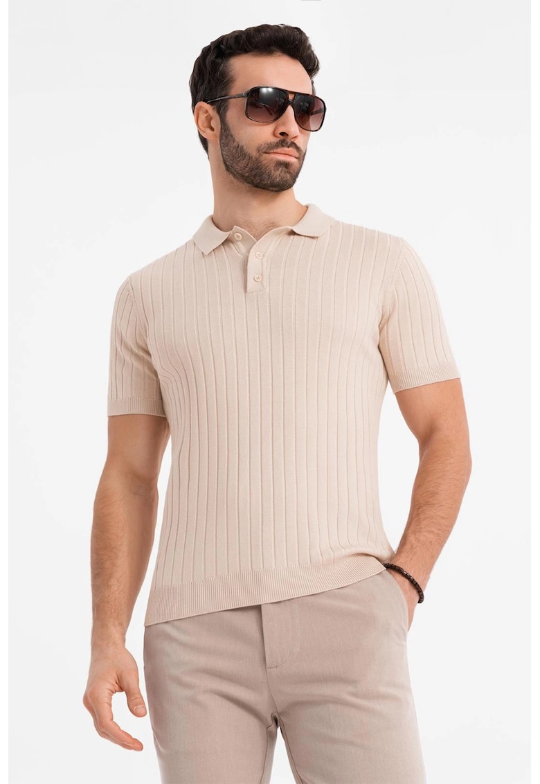 Tricou polo cu aspect striat