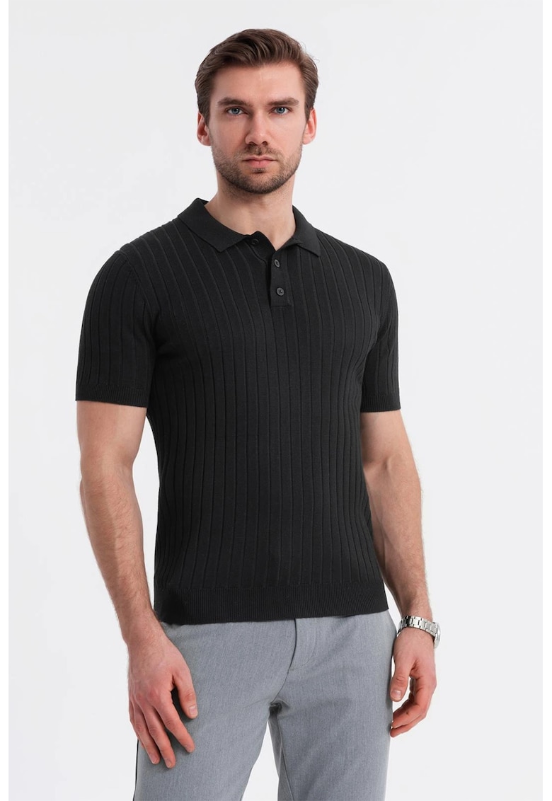Tricou polo cu aspect striat