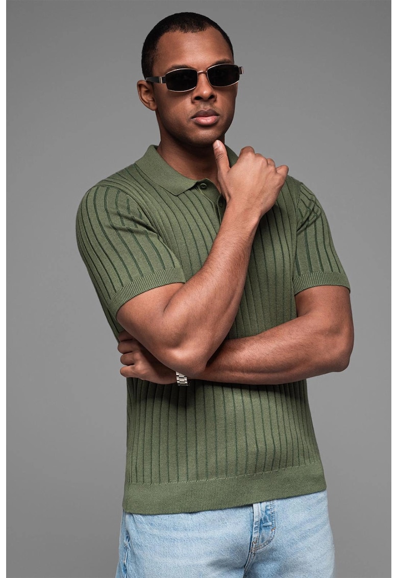 Tricou polo cu aspect striat