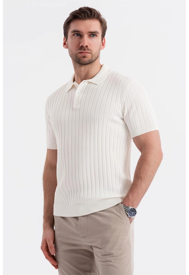 Tricou polo cu aspect striat