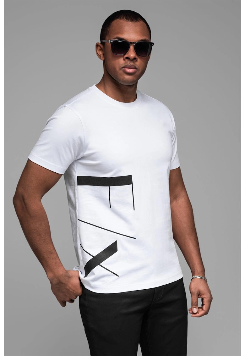 Tricou de bumbac cu imprimeu - Alb/Negru