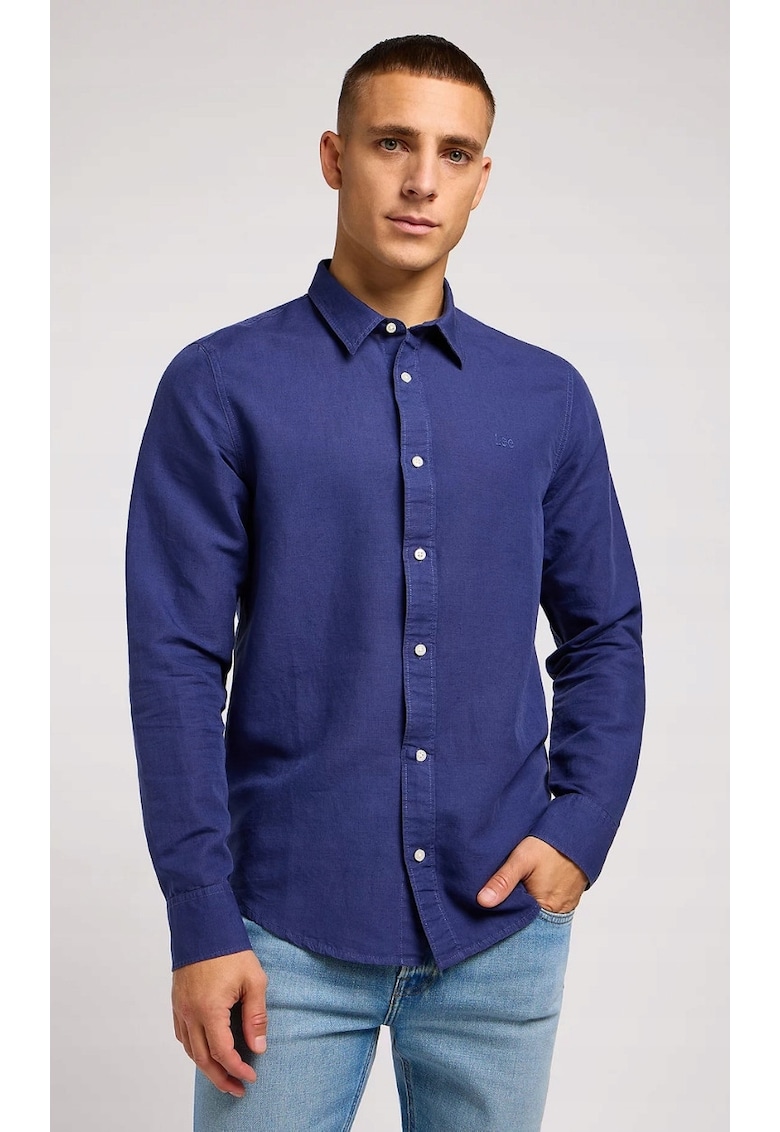 Camasa in cu broderie logo - Albastru