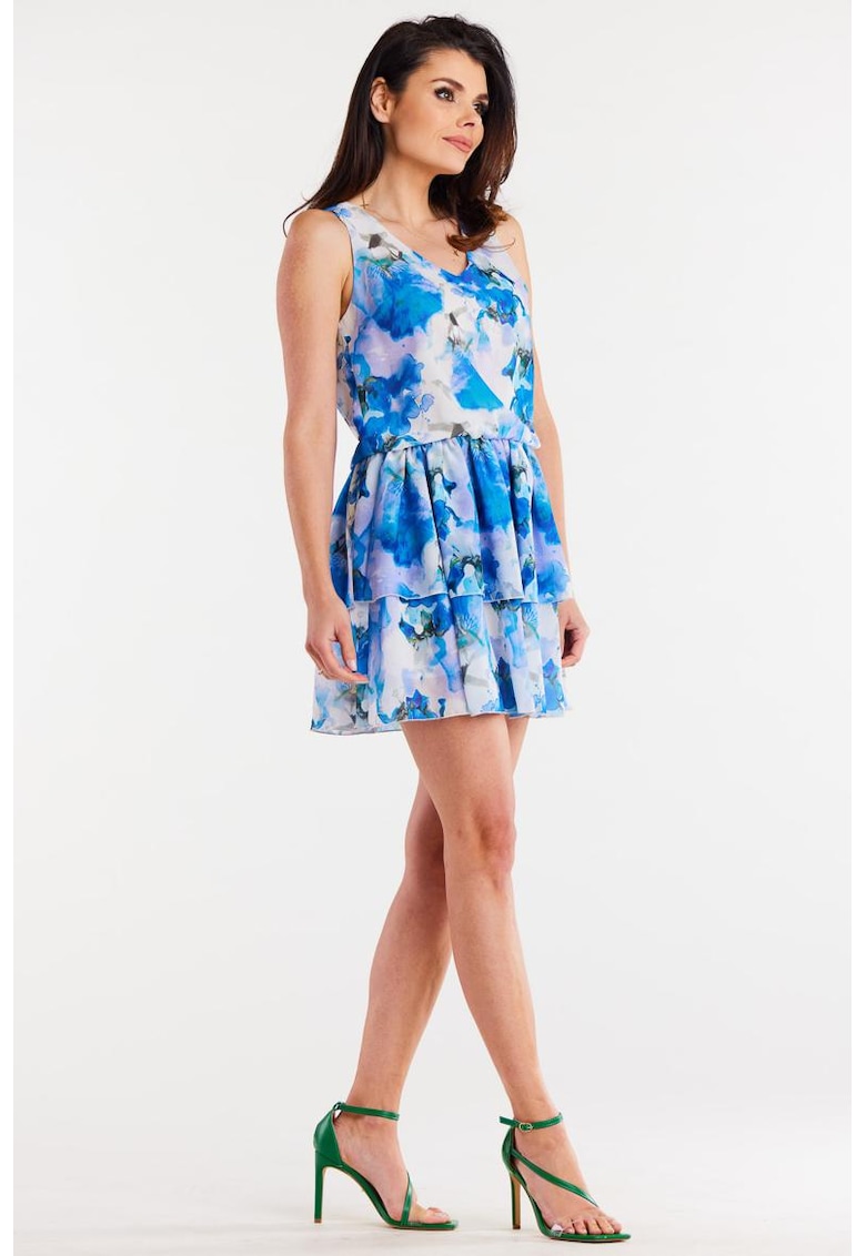 Scurta Rochie Floral Fara maneca - Evazat A501