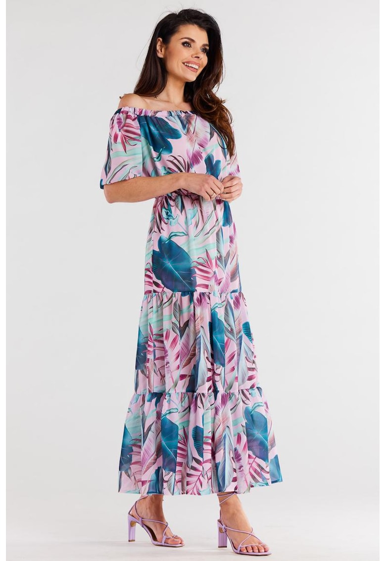 Lunga Rochie Floral Maneca scurta A504