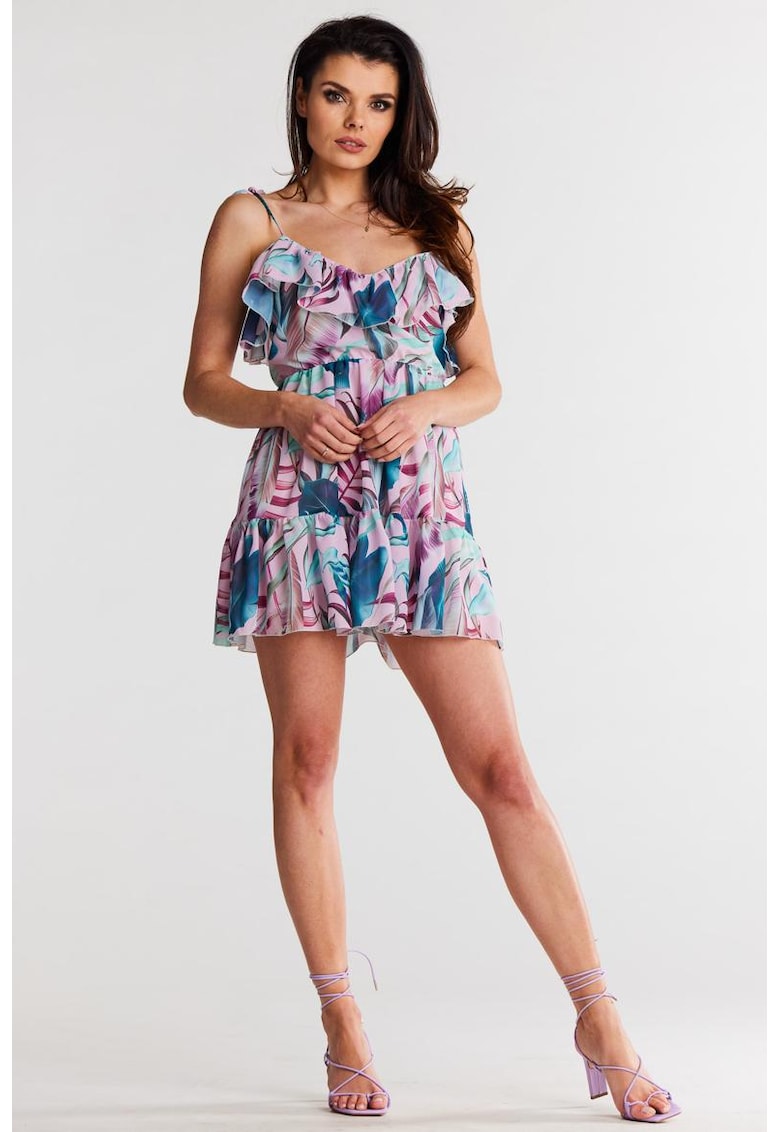 Scurta Rochie Floral Fara maneca Casual - in V A503