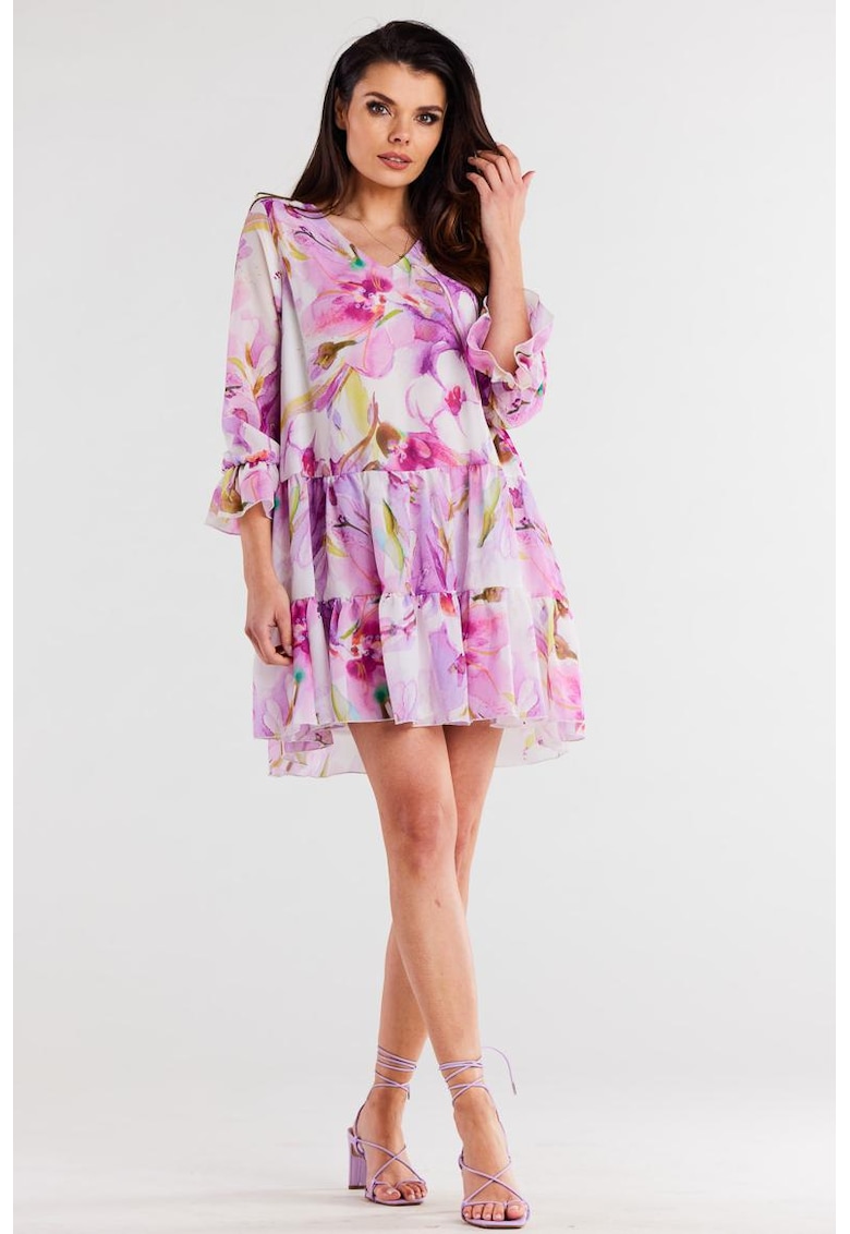 Scurta Rochie Floral Maneca trei sferturi A507