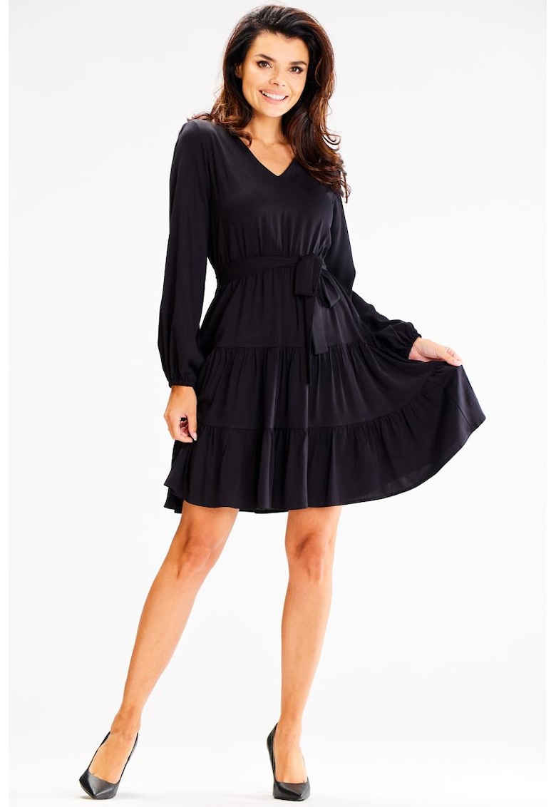 Scurta Rochie Maneca lunga - Lejer - Viscoza A603