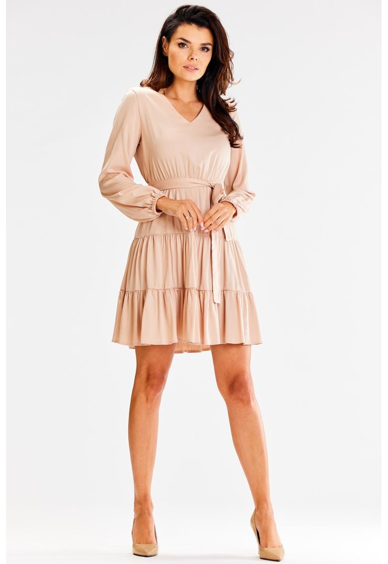 Scurta Rochie Maneca lunga - Lejer - Viscoza A603