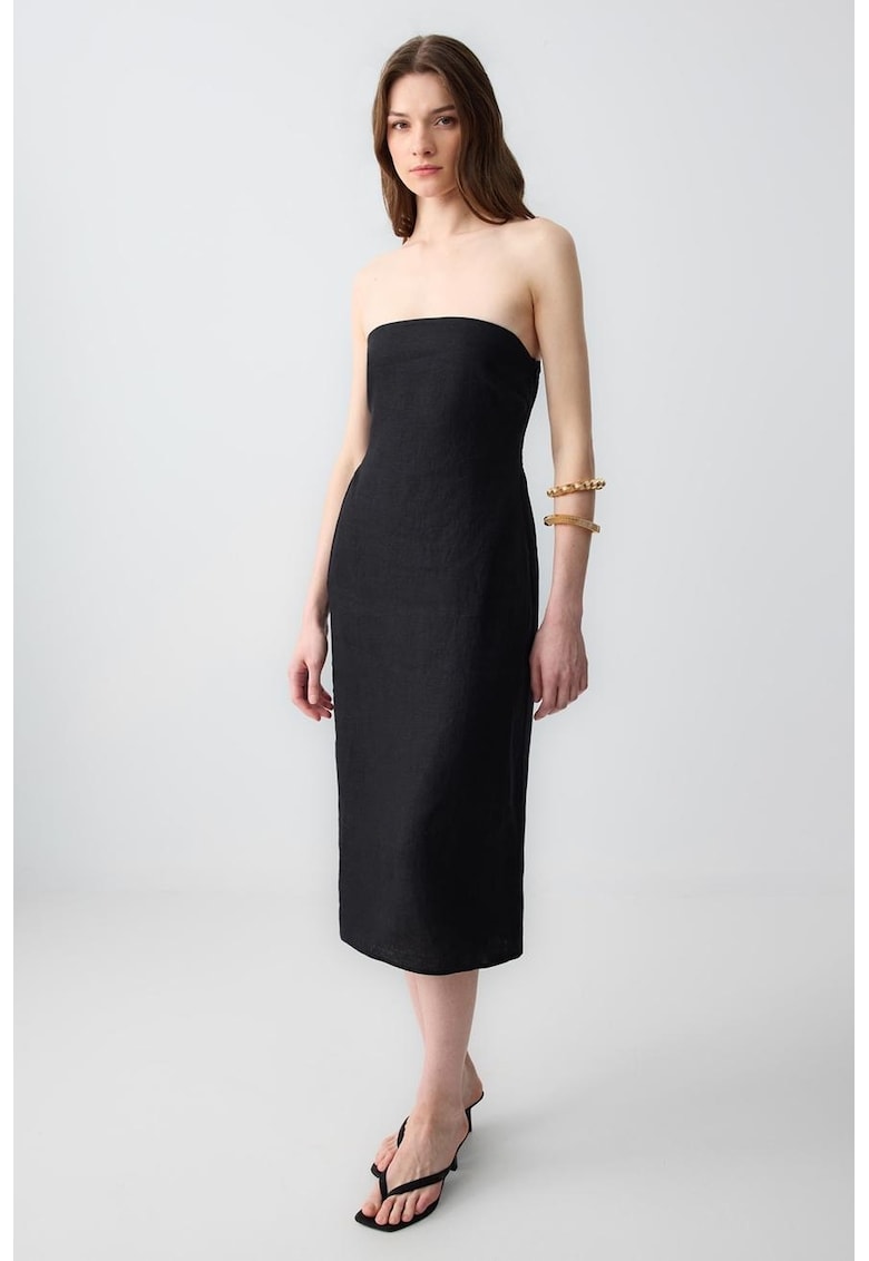 Rochie dreapta de in - Negru