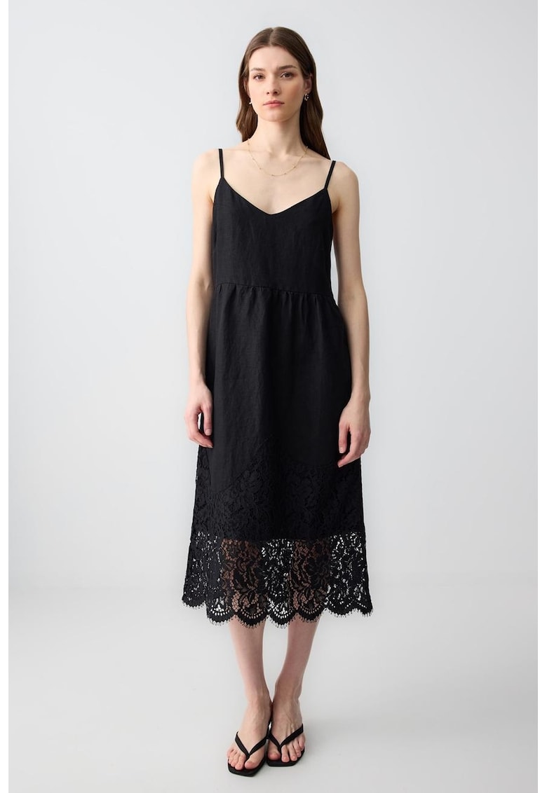 Rochie midi de in cu bretele subtiri