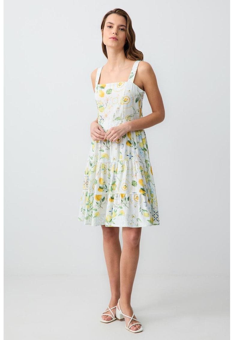 Rochie midi evazata din amestec de in