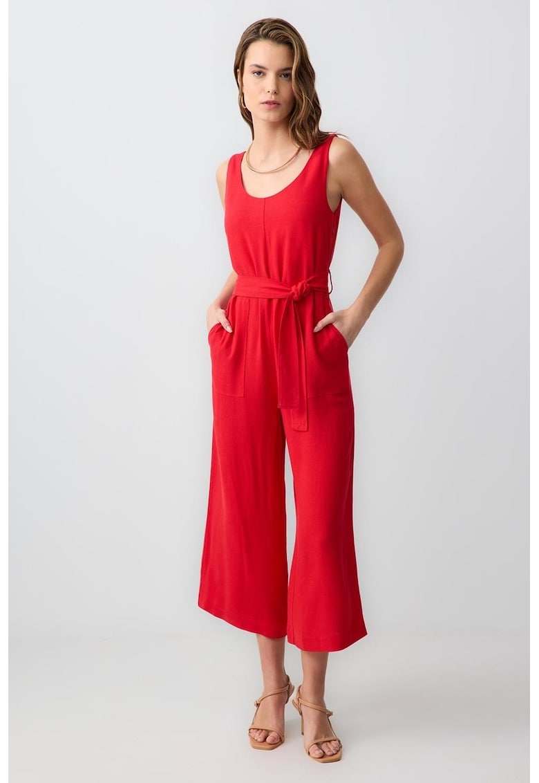 Salopeta crop cu cordon in talie