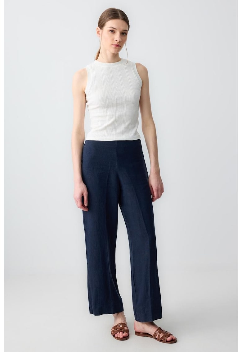 Pantaloni din in cu croiala ampla