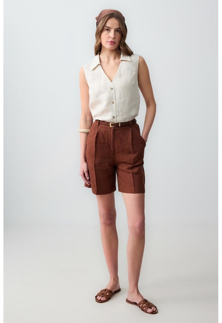 Pantaloni scurti de in cu talie inalta