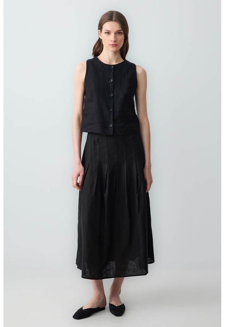 Fusta evazata de in - Negru