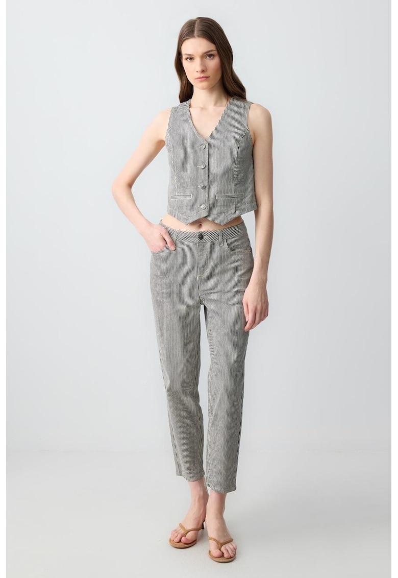 Pantaloni crop conici - Gri melange