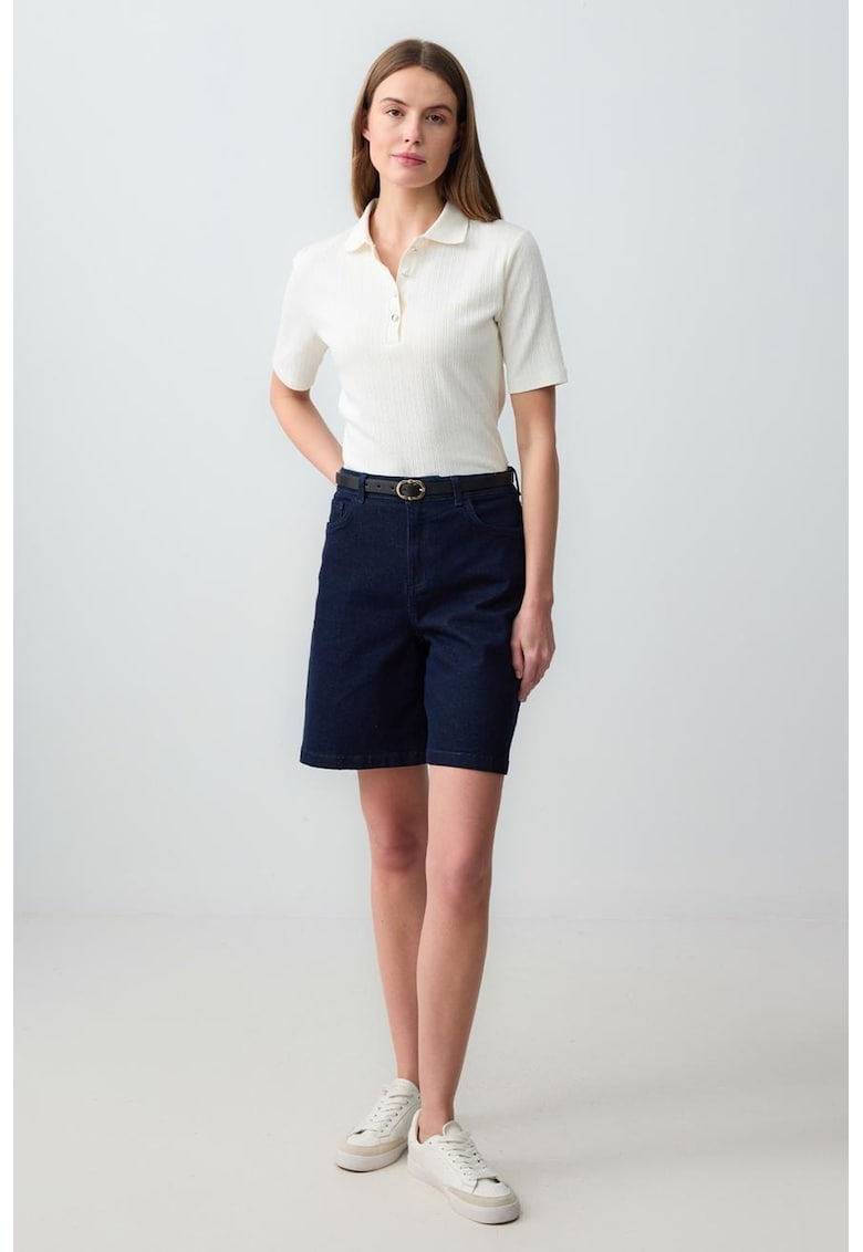 Bermude din denim si amestec de bumbac