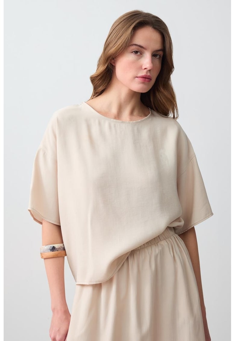 Bluza lejera din amestec de modal - Bej deschis