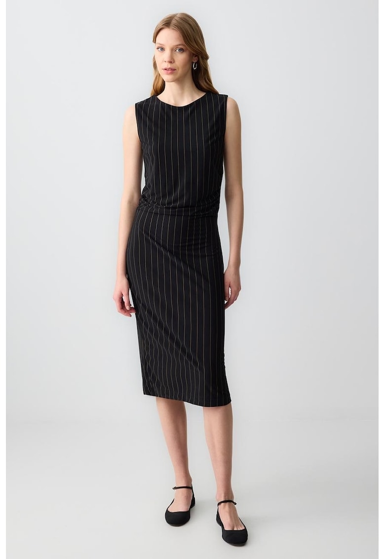 Rochie cambrata cu dungi - Negru