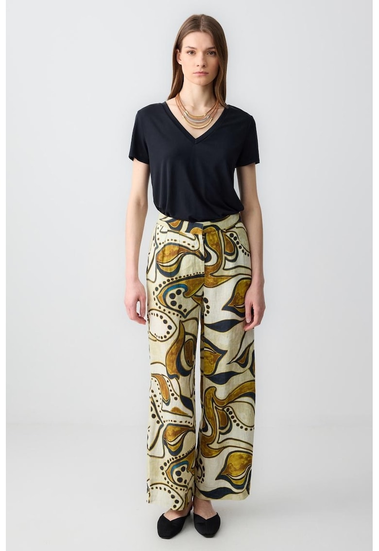 Pantaloni de in cu croiala ampla - Maro deschis/Bej deschis