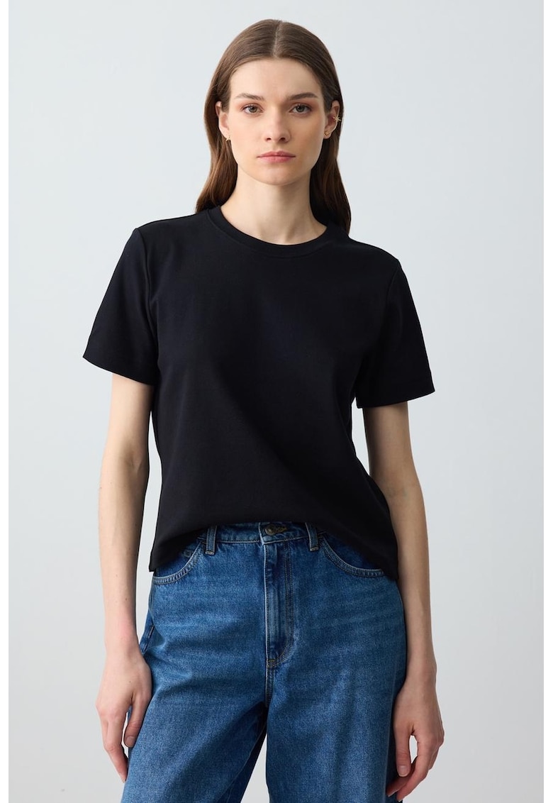 Tricou uni din bumbac - Negru