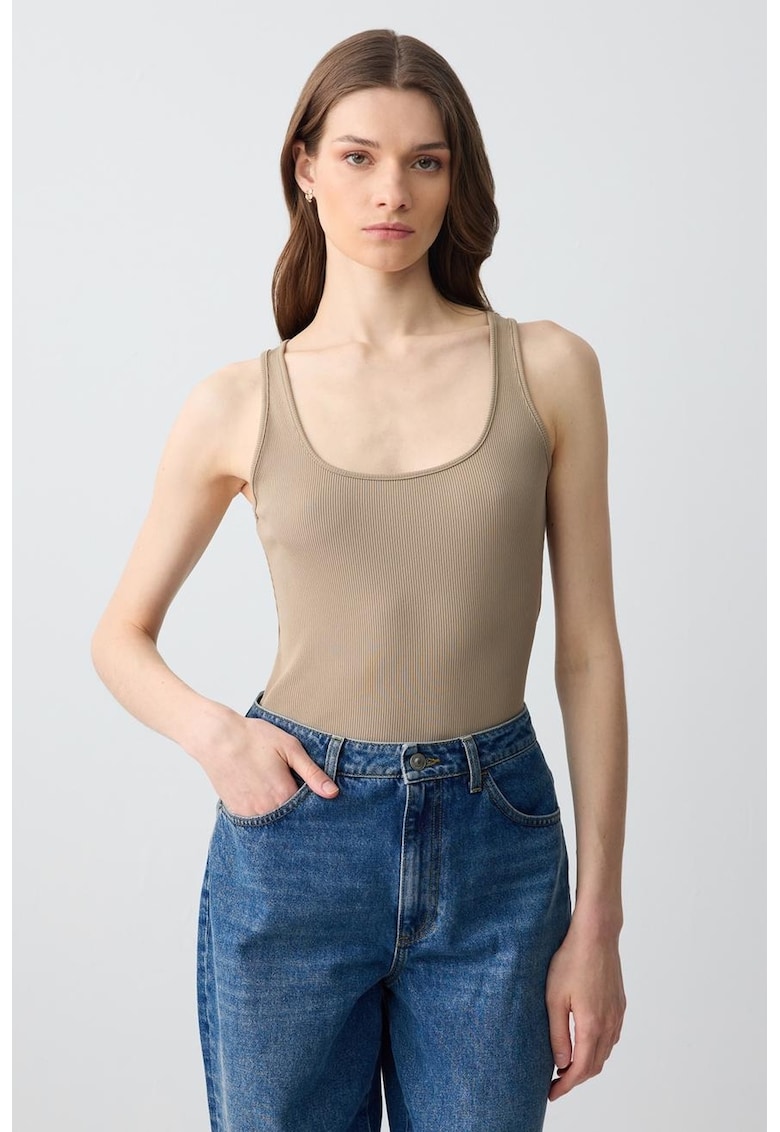 Top slim fit uni - Maro taupe