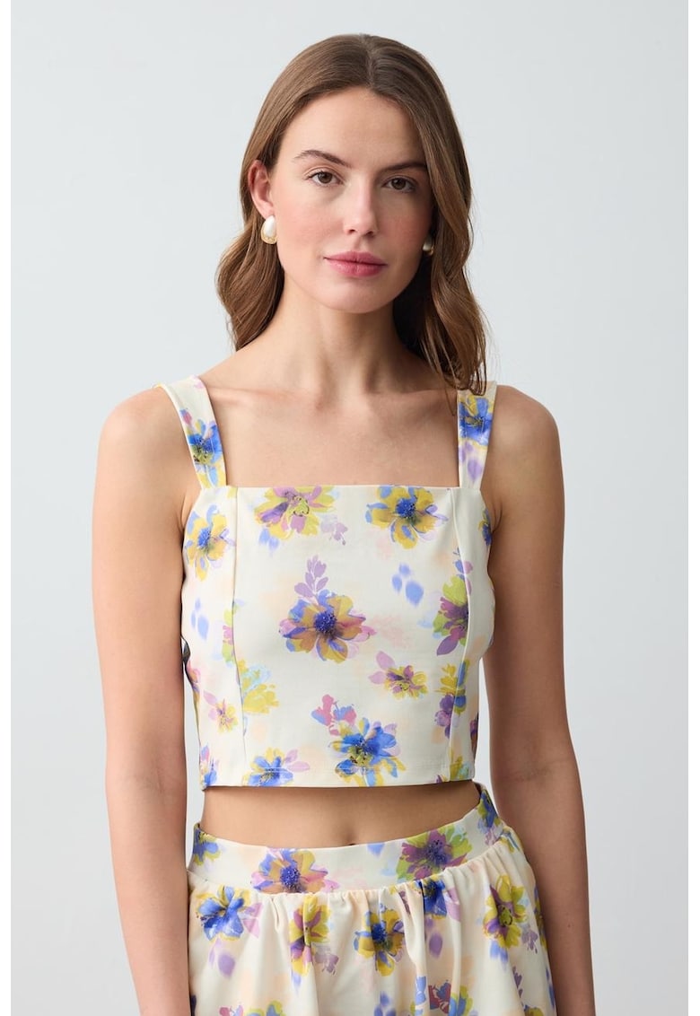 Top crop cu imprimeu floral