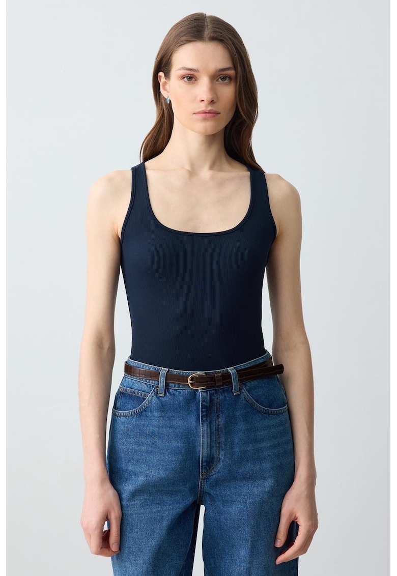 Top slim fit uni - Bleumarin