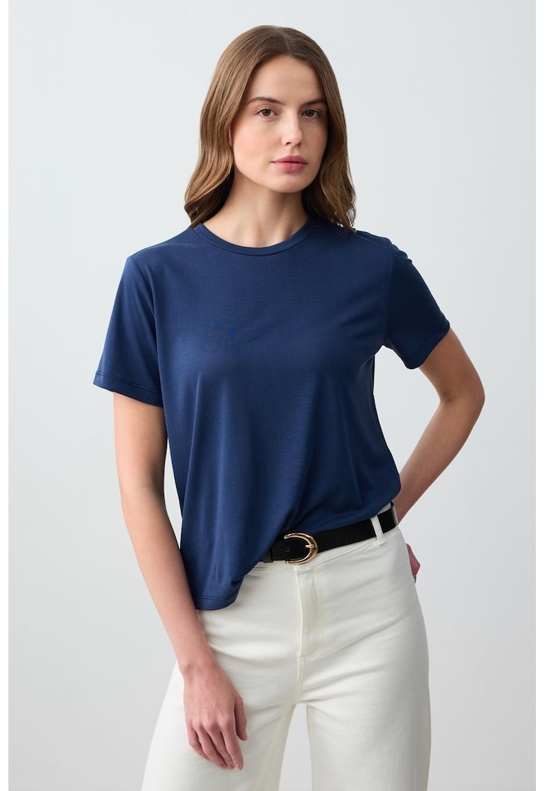 Tricou lejer din amestec de modal - Albastru inchis