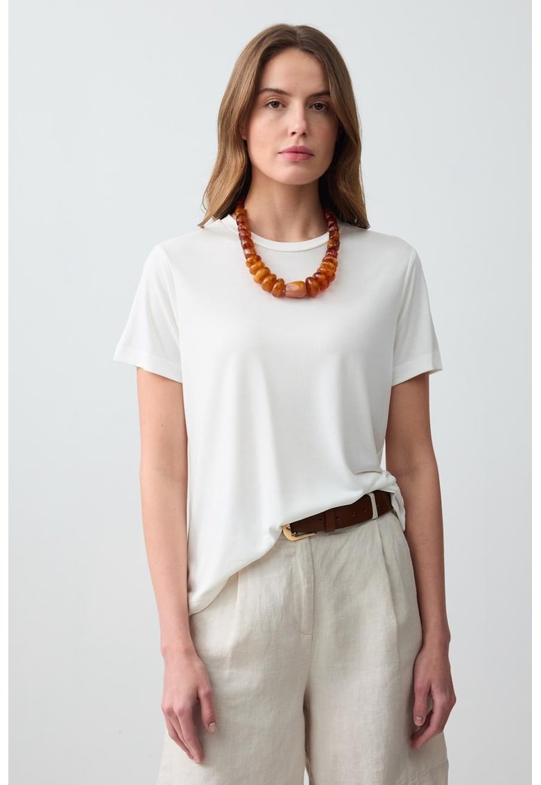 Tricou lejer din amestec de modal - Alb murdar