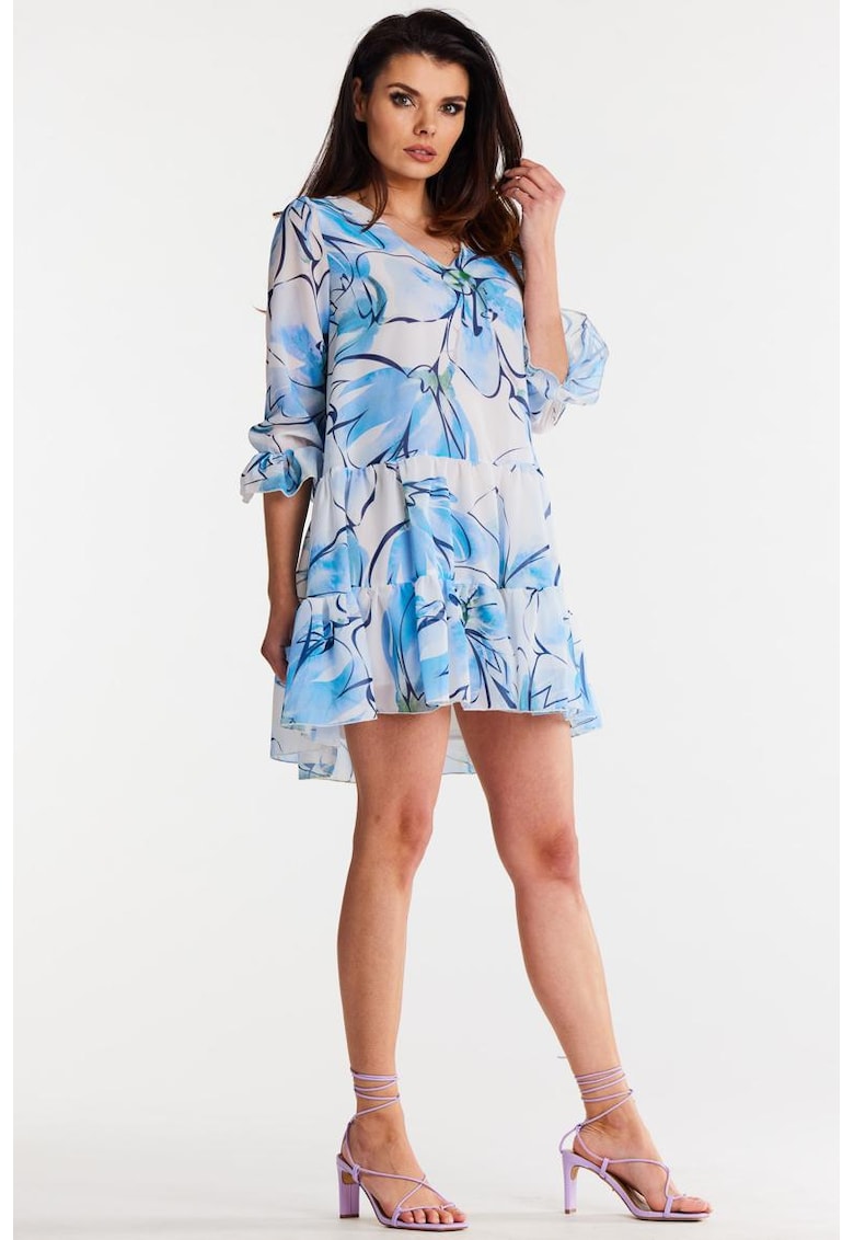 Scurta Rochie Floral Maneca trei sferturi A507