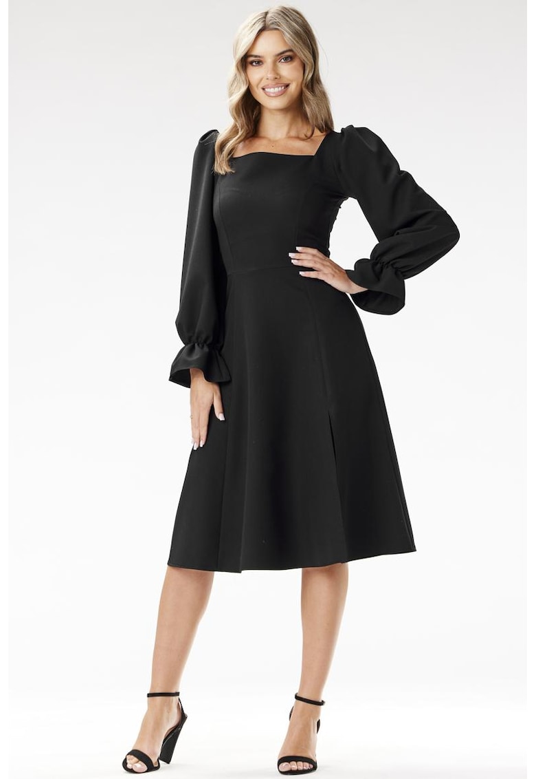 Midi Rochie Maneca lunga - Drept A695 Midi Rochie Maneca lunga - Drept A695