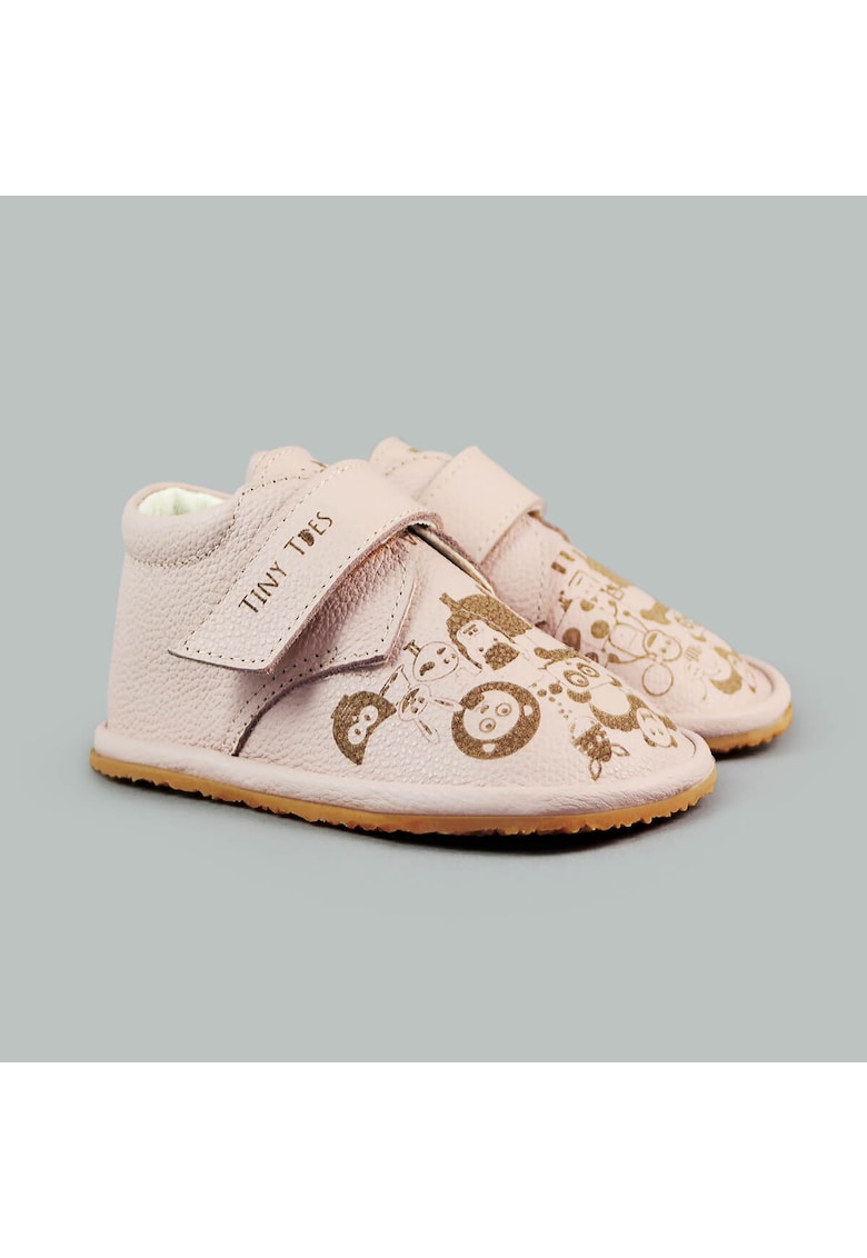 Pantofi Barefoot din piele naturala - Doodle - Roz - Roz
