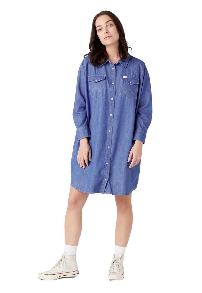 Rochie - Bumbac - Albastru - Albastru