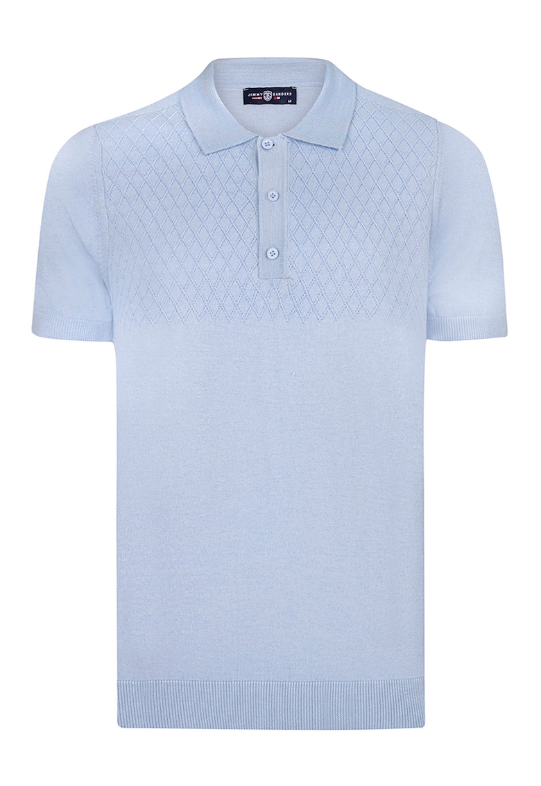 Tricou polo cu terminatii striate - Albastru pastel
