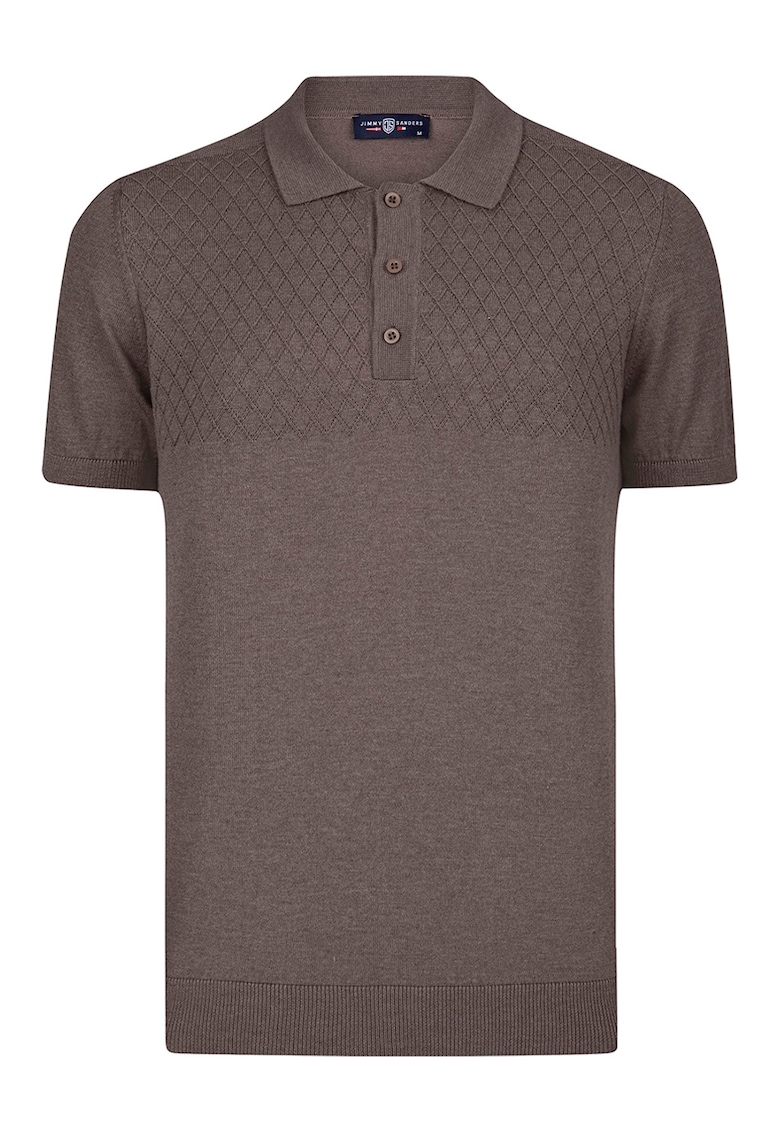 Tricou polo cu terminatii striate - Maro inchis