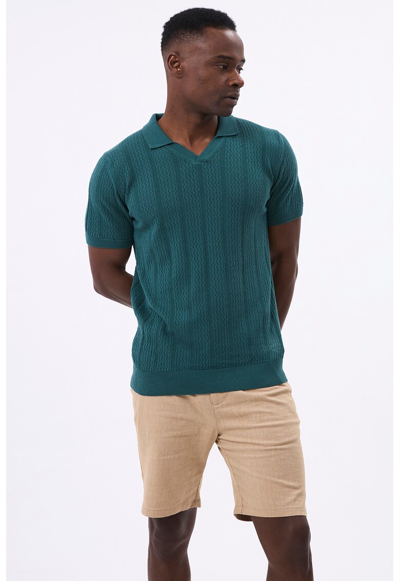 Tricou polo din amestec de bumbac - Verde aquamarin