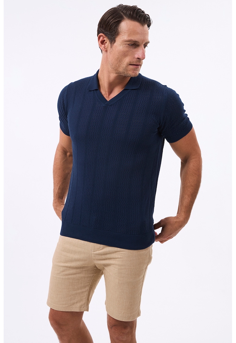 Tricou polo din amestec de bumbac - Bleumarin