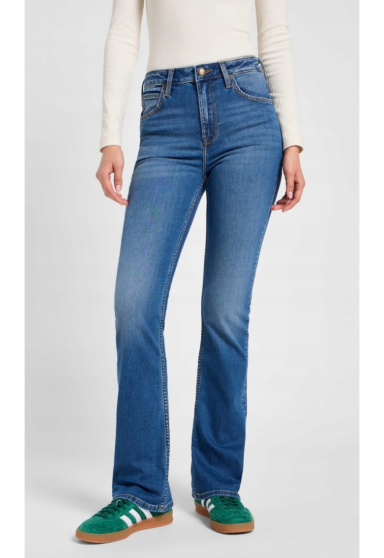 Blugi evazati dama BREESE - bumbac/elastan - albastru