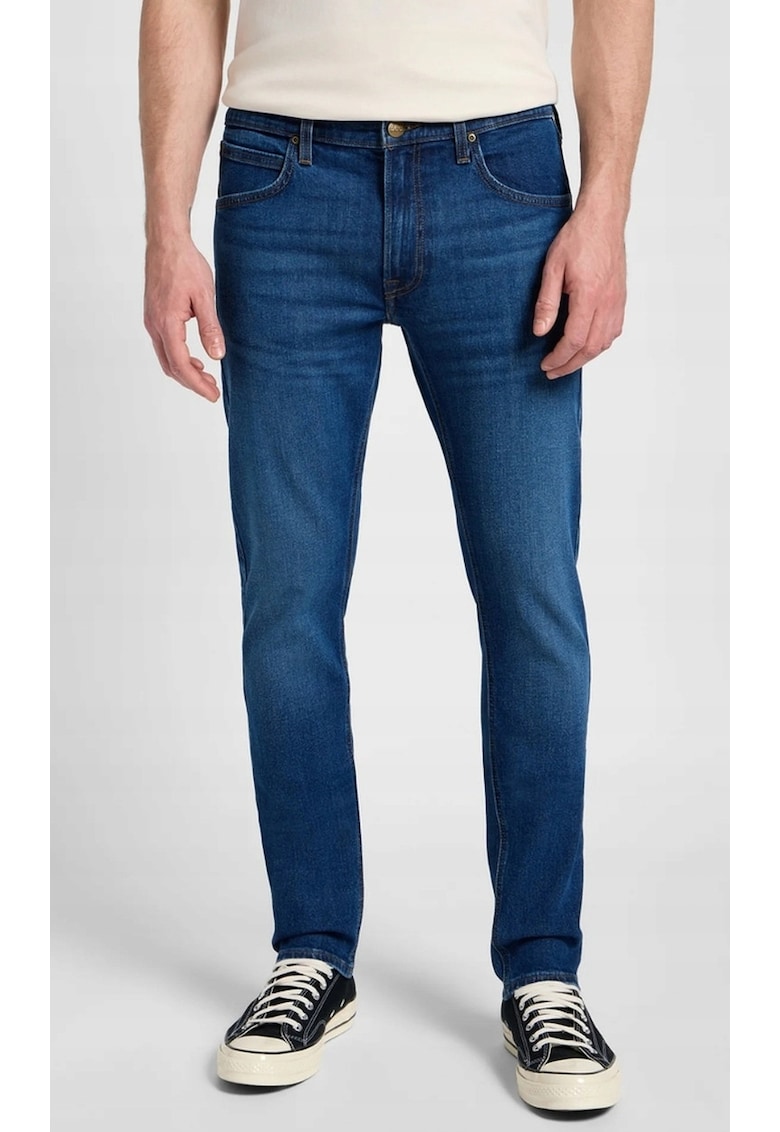 Blugi barbati Luke - croiala subtire si conica - albastru inchis - bumbac