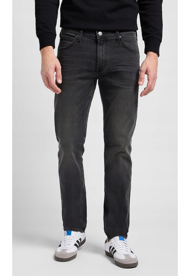 Blugi barbati Daren - negri - regular straight - cu fermoar - bumbac